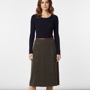 Tory Burch navy blue and khaki green combined wool midi dress - Medium